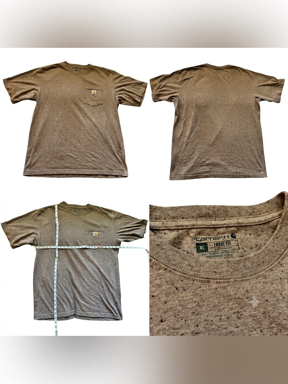 Carhartt K87 Men's T-shirt - Speckled Brown, XL